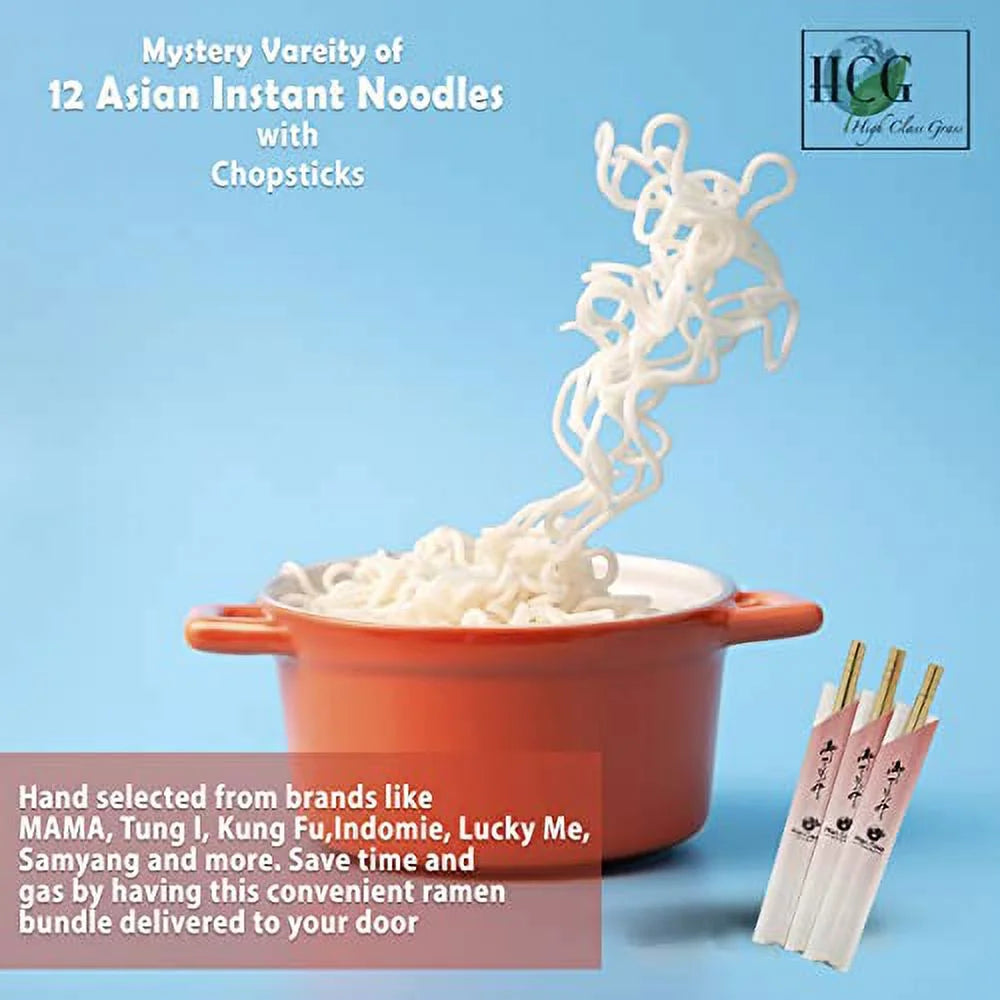 12 Pack Instant Ramen Noodle Variety Pack with Chopsticks E697898