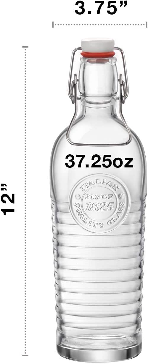 37.25oz Glass Water Bottle with Metal Clamp C4341