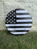 Black & White Distressed Spare Tire Cover X779387