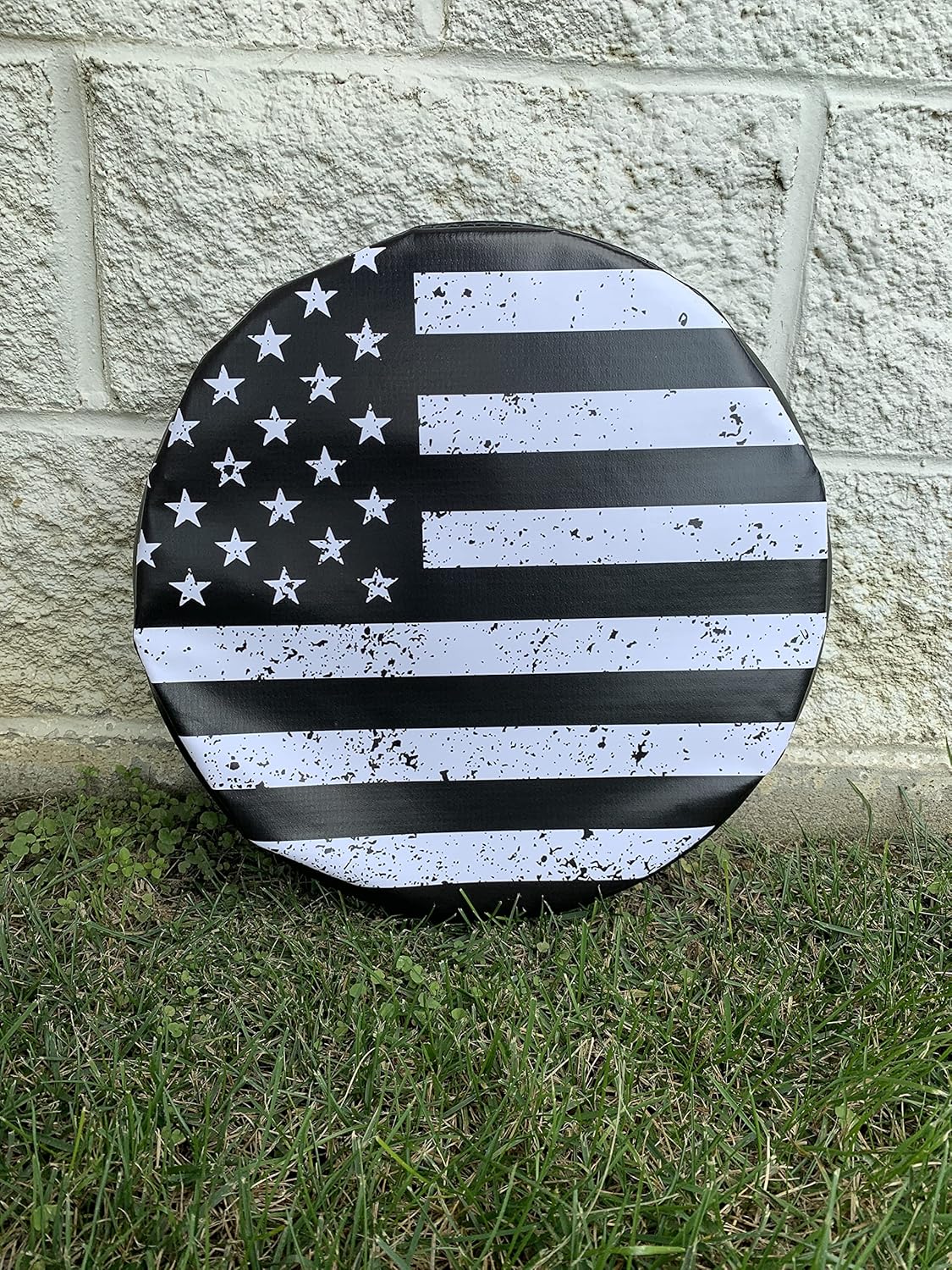 Black & White Distressed Spare Tire Cover X779387