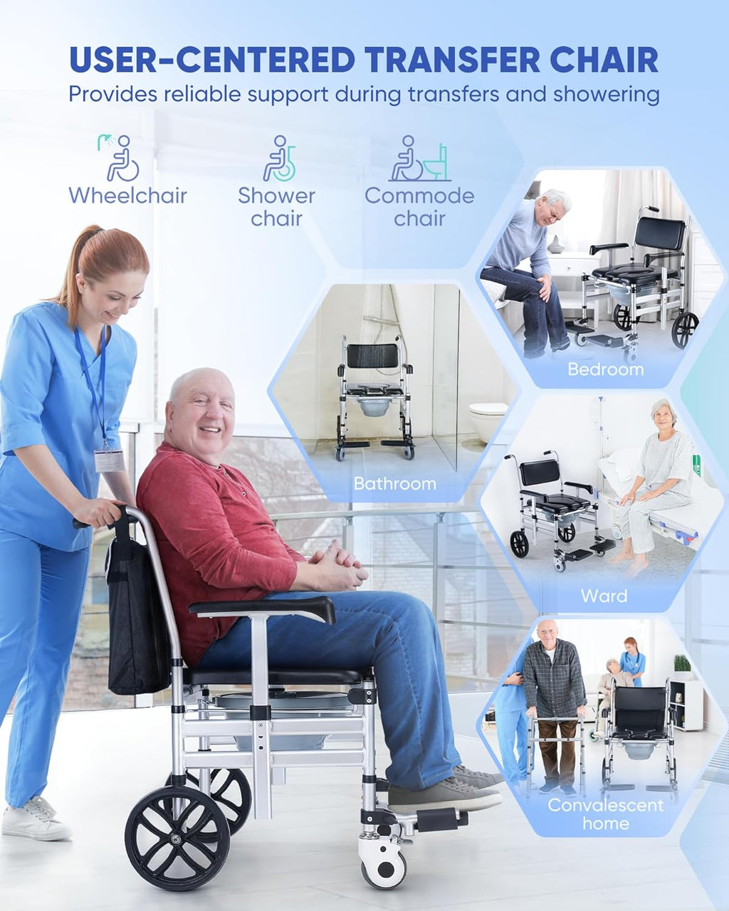 Folding Shower Chair with Wheels U2944