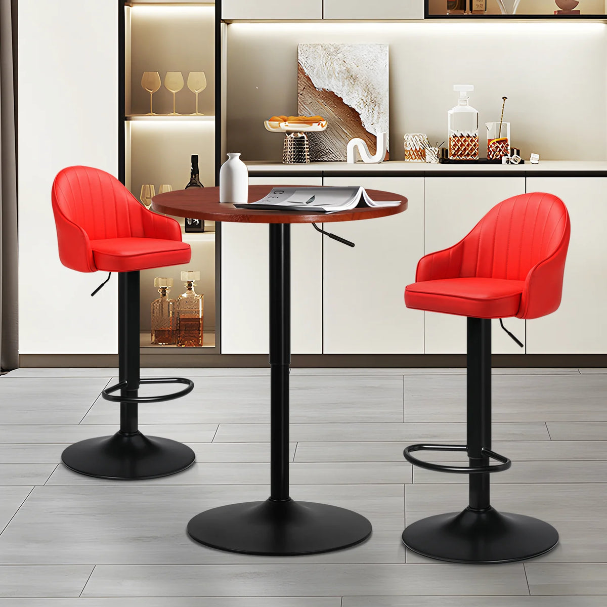 3 Pieces Bar Table and Chair Set with PU Leather Bar Stools W437