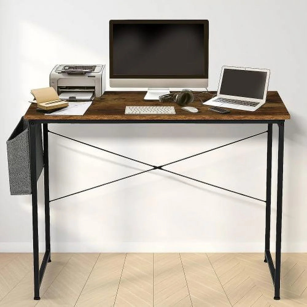 47 Inch Brown Wooden Desk with Storage Bag T242