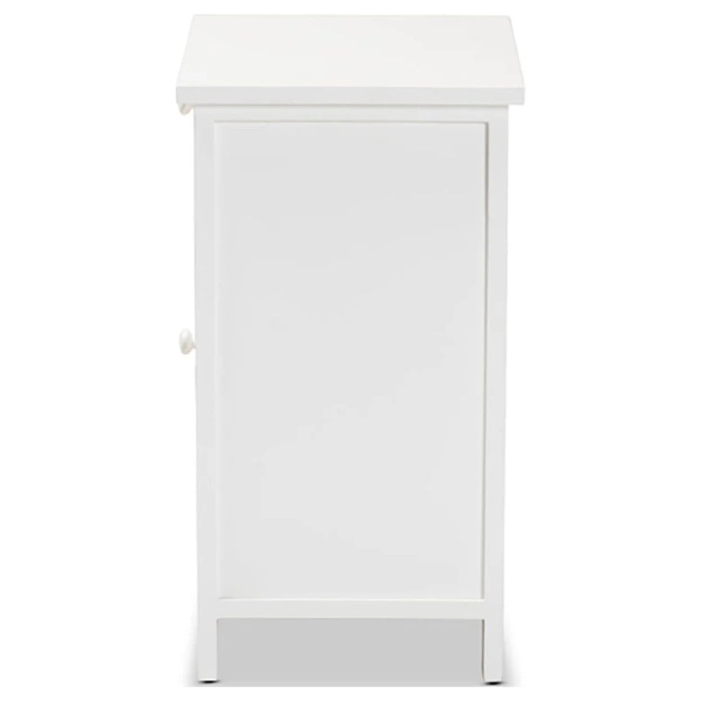 White Wood and Rattan 2-Door Nightstand F191776