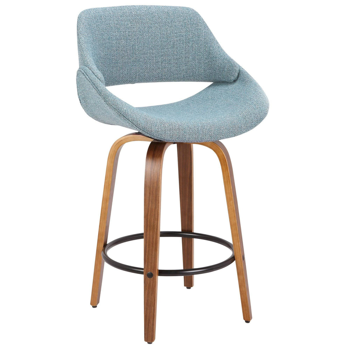 Walnut Cream Fabric Counter Stool (Set of 2) P1610