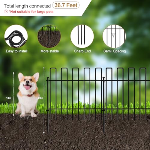 No Dig Animal Barrier Fence, 13in x 37ft Rustproof Metal Garden Edging I782