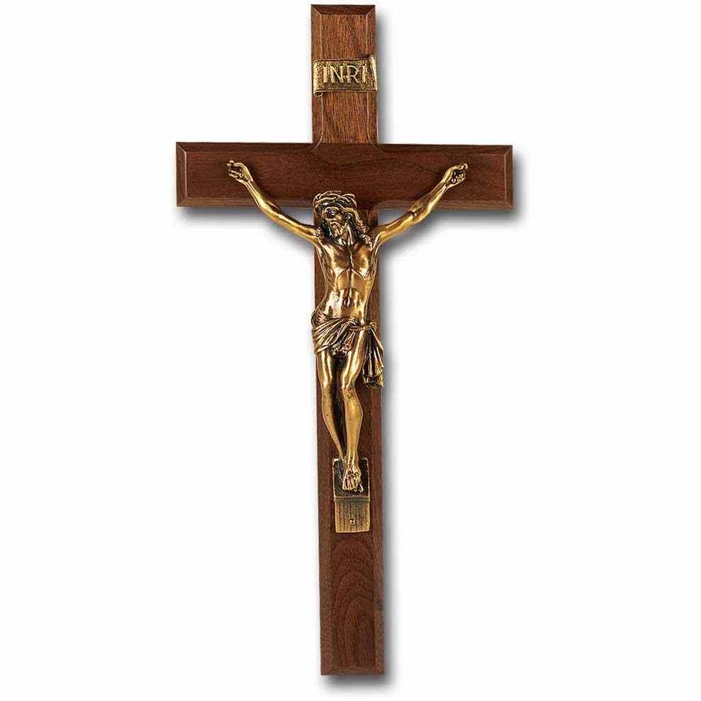 Walnut Wall Crucifix - 13 inch M1317