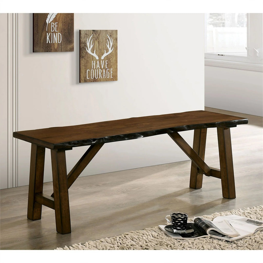 Rustic Wood Rectangle Dining Bench in Walnut X2693