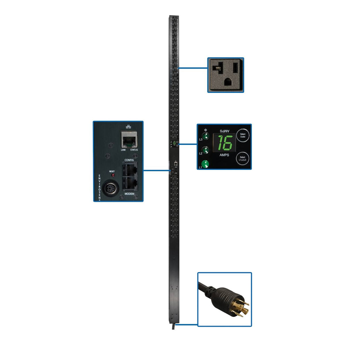 Vertical Rackmount PDU 5.7 kW 5700 VA 208V P72727