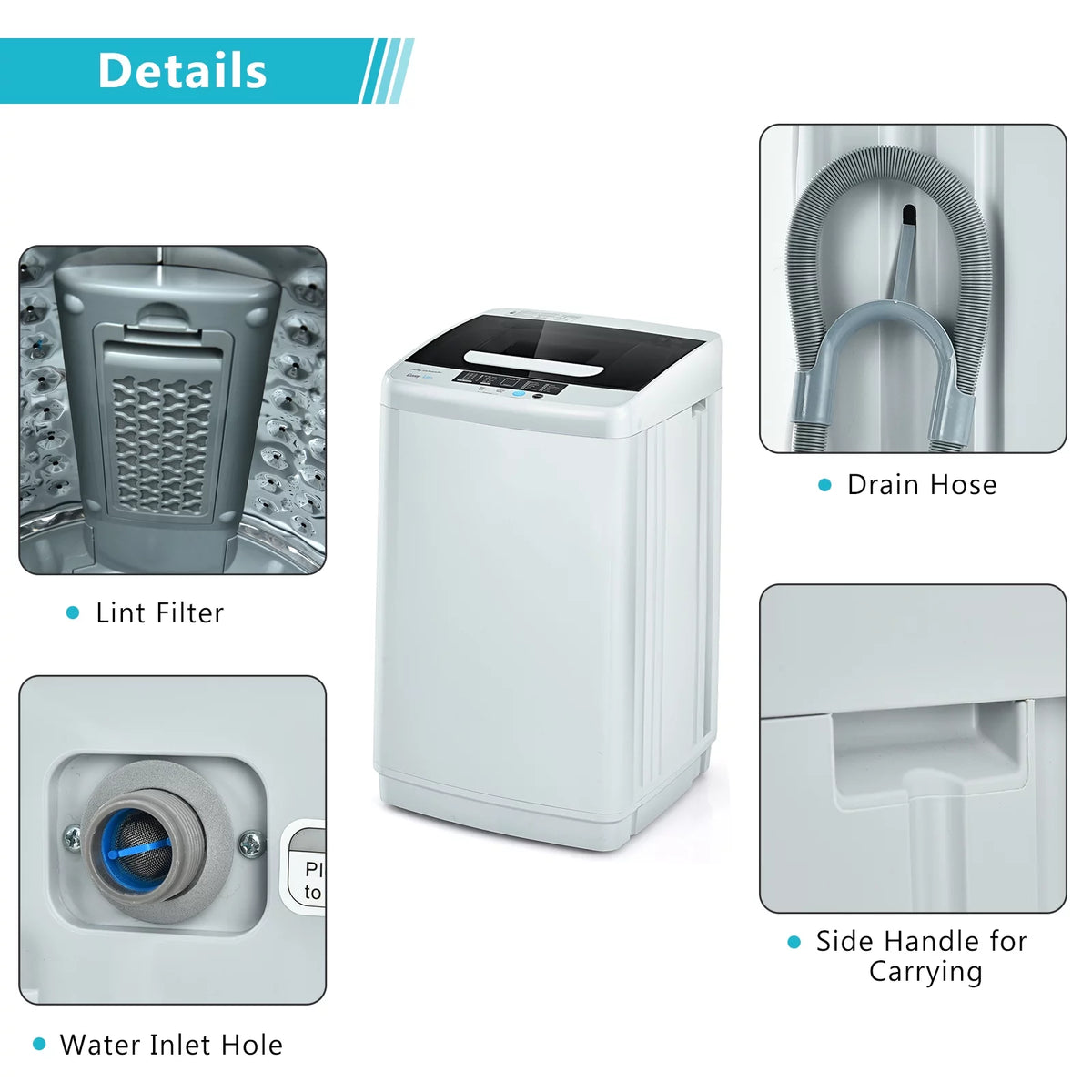 Portable Full-Automatic Washing Machine 8.8lbs S166