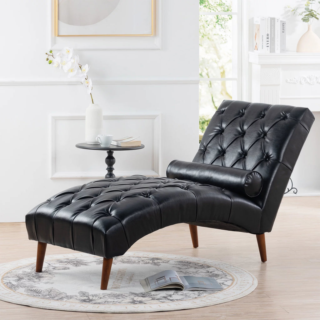 Faux Leather Button Tufted Chaise Lounge E38964