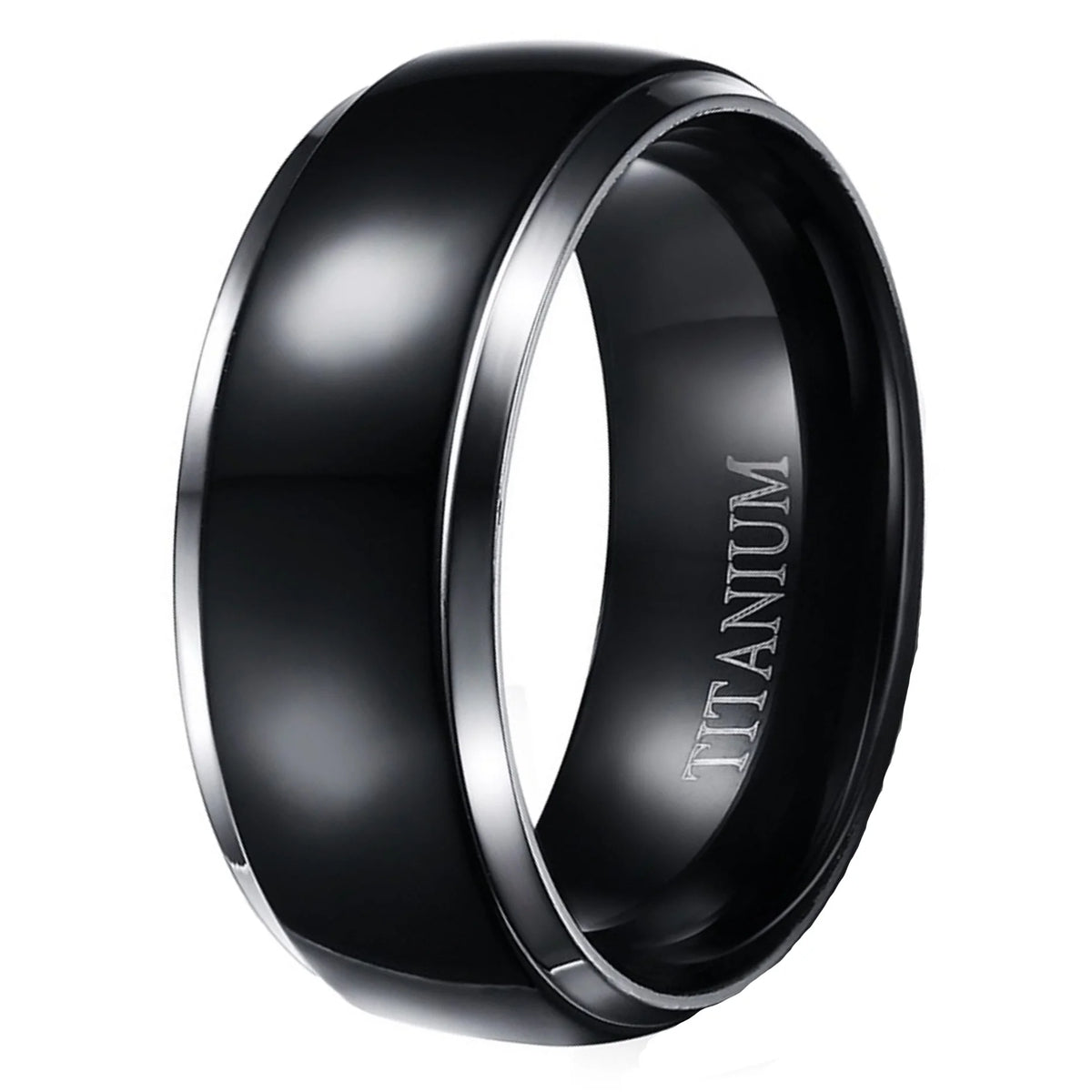 3 Piece Sterling Silver Black Titanium Wedding Band Engagement Ring Set A775980