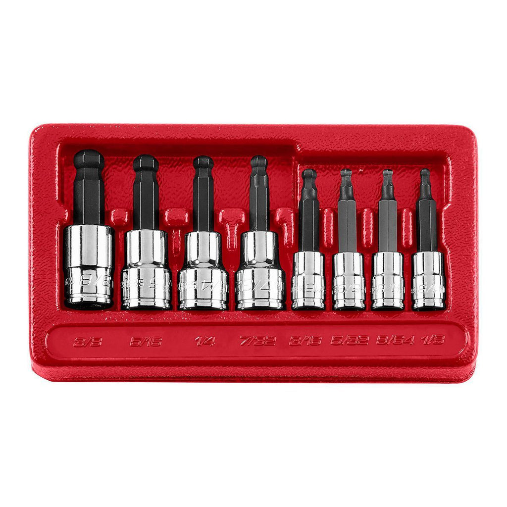 1/4 in. and 3/8 in. Drive SAE Ball Hex Socket Set, 8 Piece M6185