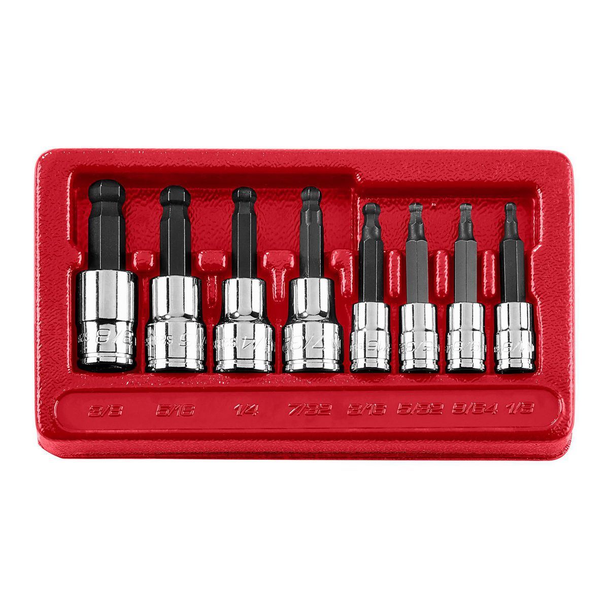 1/4 in. and 3/8 in. Drive SAE Ball Hex Socket Set, 8 Piece M6185