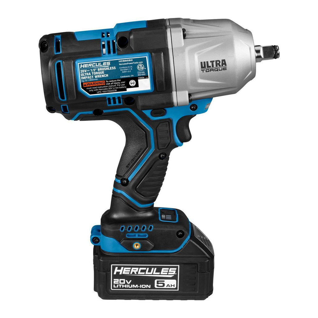 20V Brushless Cordless 1/2 in. Impact Wrench Kit with 5 Ah Battery and Charger Q702553