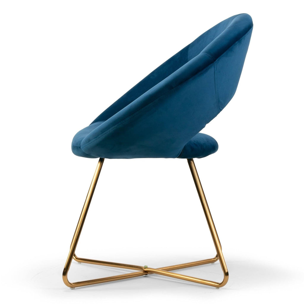 Blue Velvet Dining Chair with Metal Legs K234