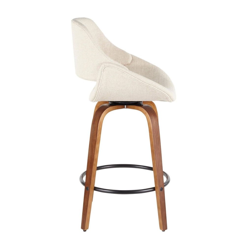 Walnut Cream Fabric Counter Stool (Set of 2) P1610