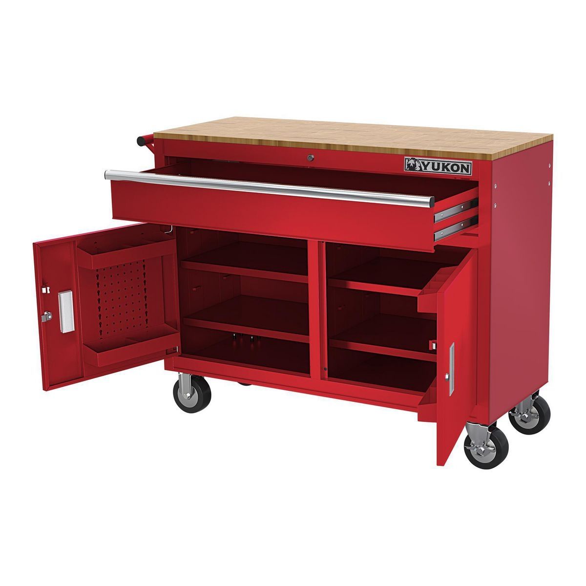 46 in. Mobile Workbench with Solid Wood Top B128915
