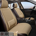 Beige PU Leather Car Seat Covers with Lumbar Support L91475