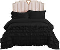 100% Egyptian Cotton 5 Piece Black Super King Duvet Cover Set C583