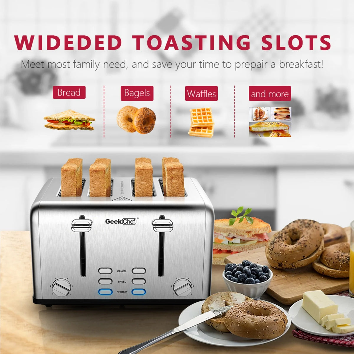 4 Slice Stainless Steel Toaster H436323