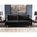 Black Velvet Round Arm Sofa L2948