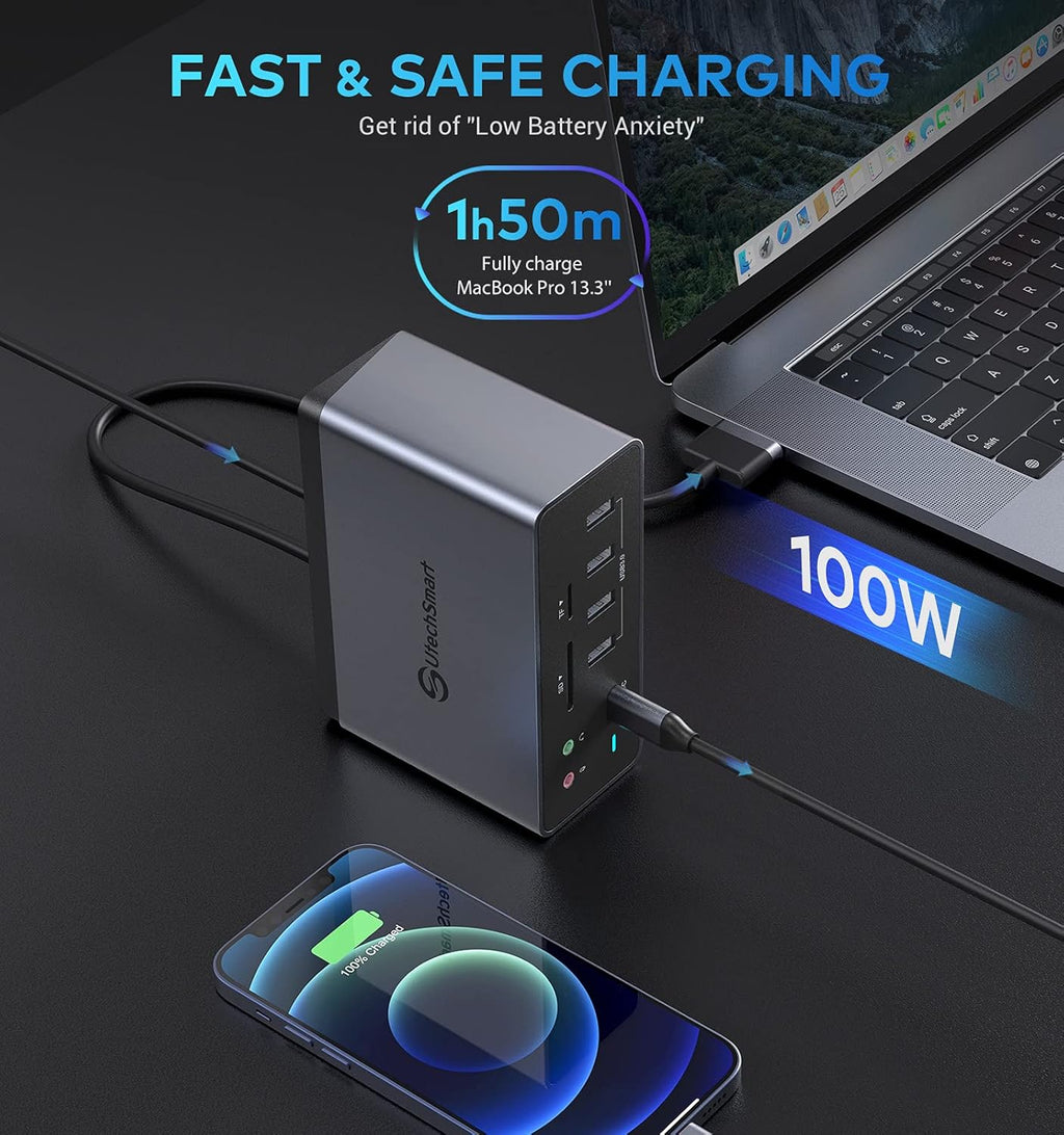 19 in 1 USB C Docking Station with 3 HDMI, VGA, PD 3.0, Ethernet, SD/TF Card Reader, Audio, 6 USB Ports A792