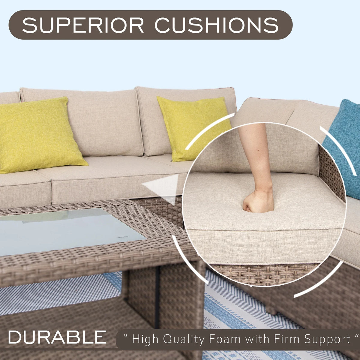 10 Pieces Outdoor Rattan Sectional Sofa Set with Cushions E533146