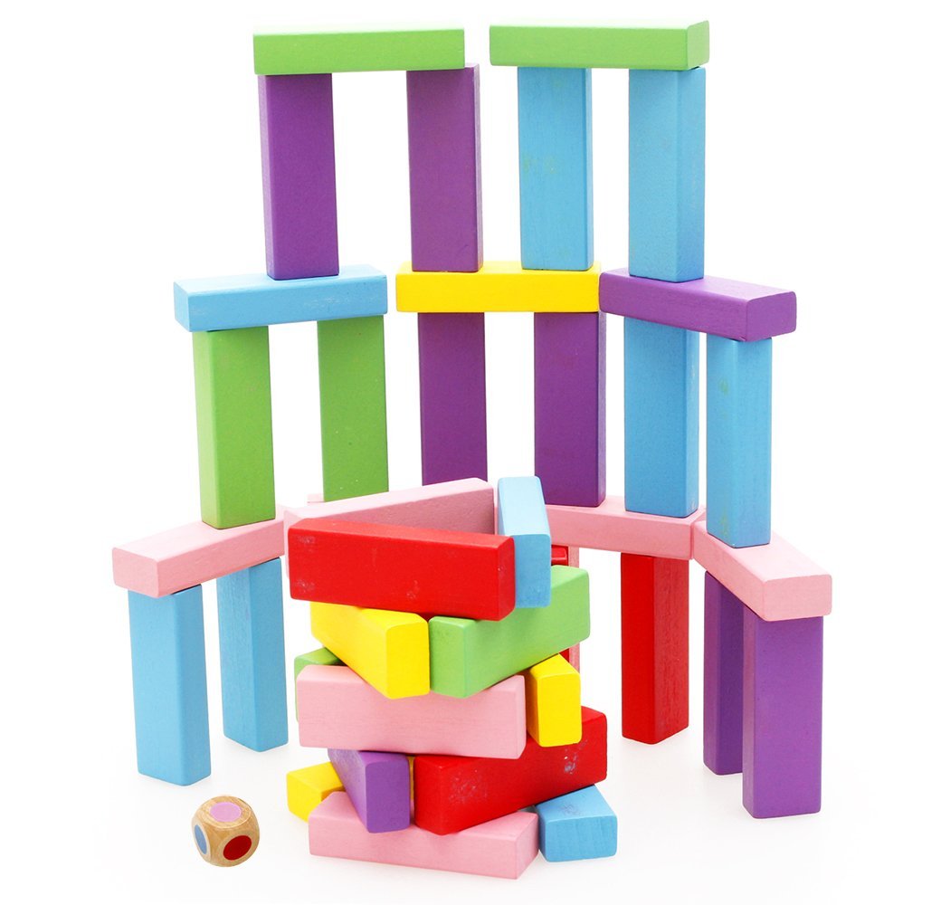 48 Pieces Wooden Stacking Board Games Building Blocks B869990