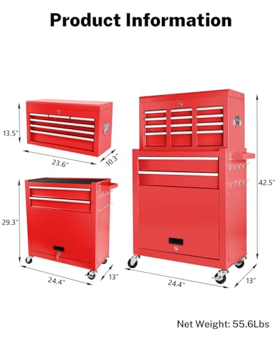 Heavy-Duty 7-Drawer Rolling Steel Tool Chest with Lock, Black W771430