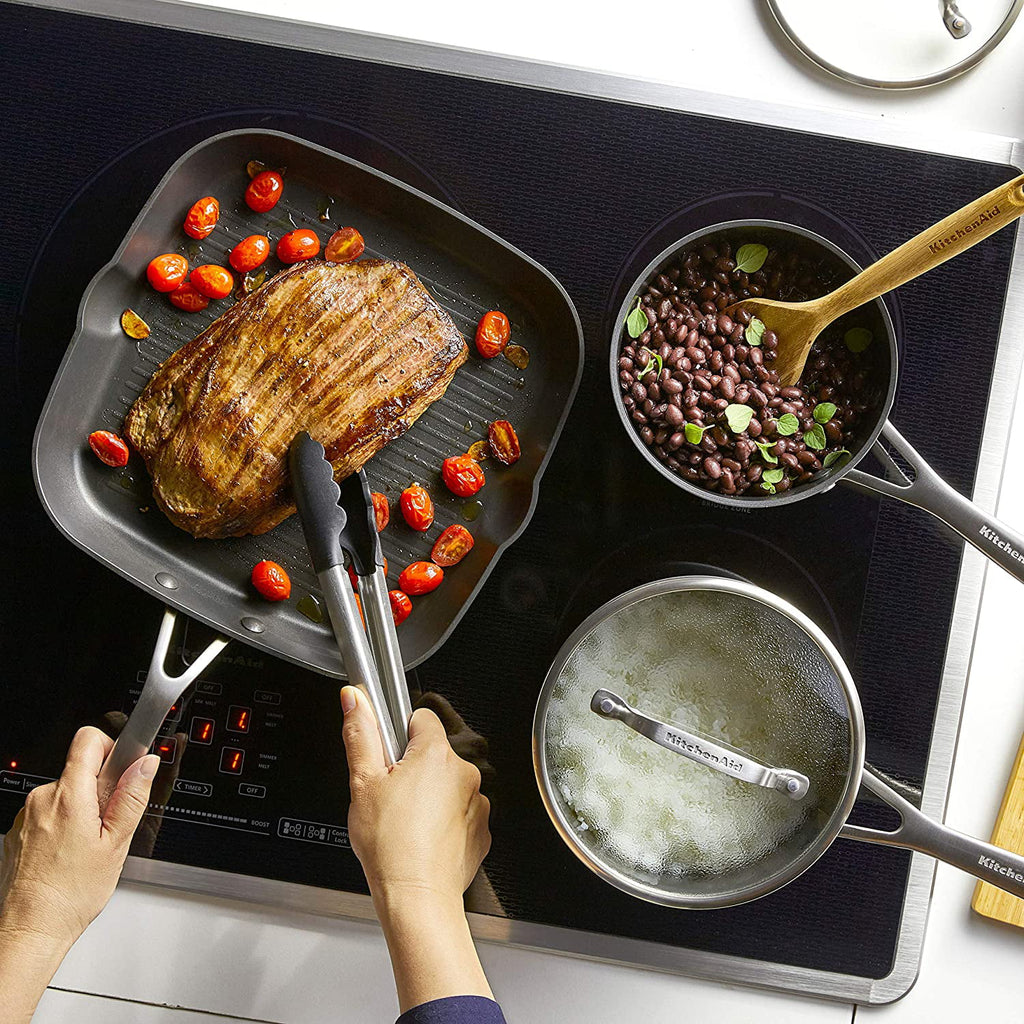 Hard Anodized Induction Nonstick Frying Pans Set 4 Piece Matte Black K677