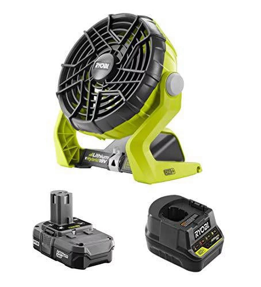 18-Volt Hybrid Portable Fan Kit with Battery and Charger T566