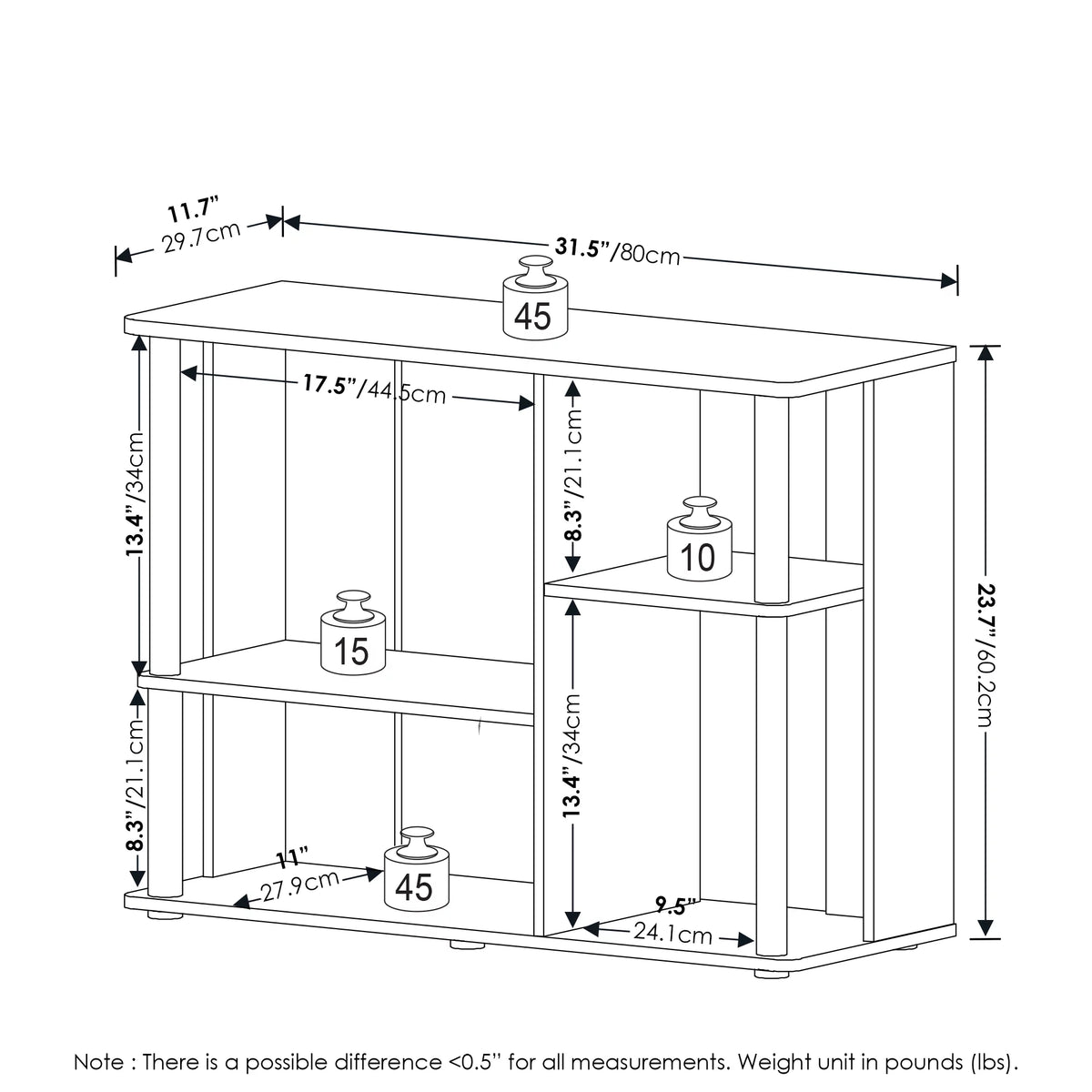 TV Stand with Plastic Poles for TV up to 40-Inch X874