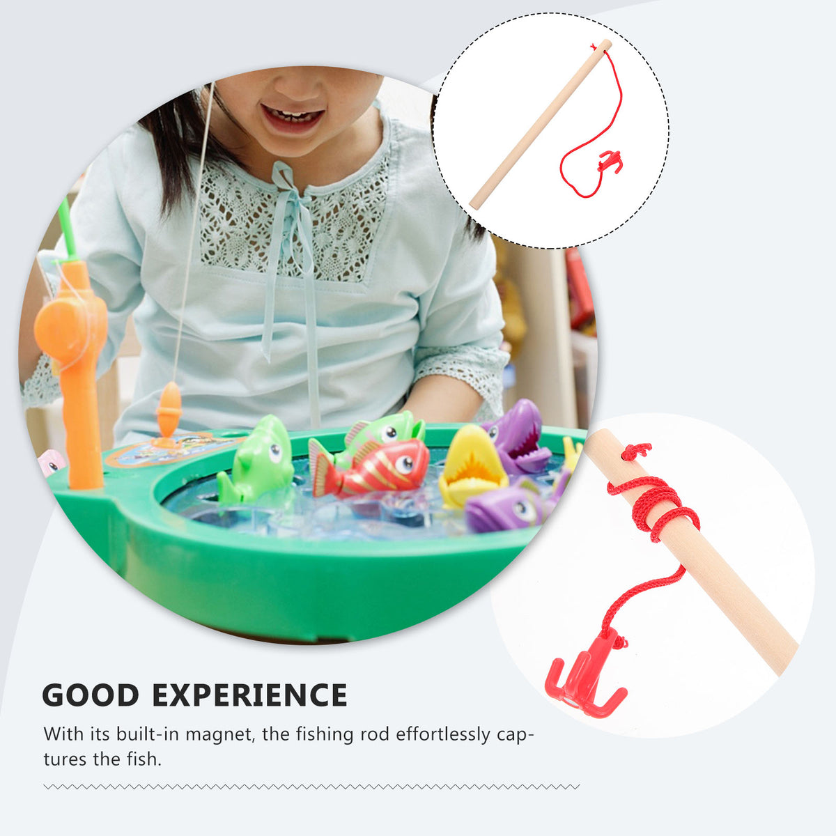 4pcs Wooden Magnetic Fishing Rod Toys O7202