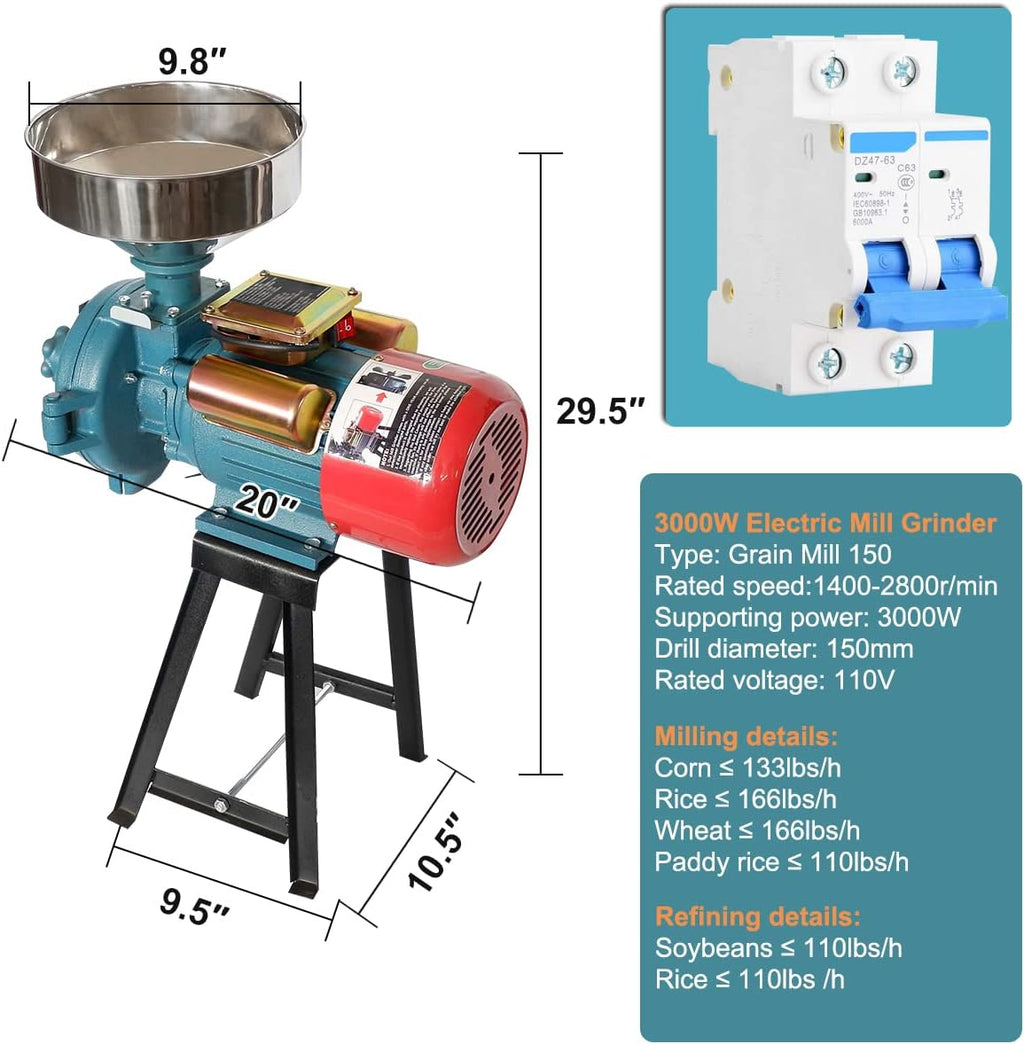 3000W Electric Corn Grinder Grain Mill K4188