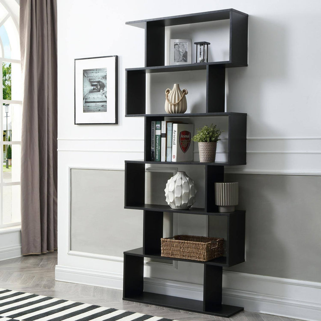 Black 6-Shelf Modular Bookcase J69069