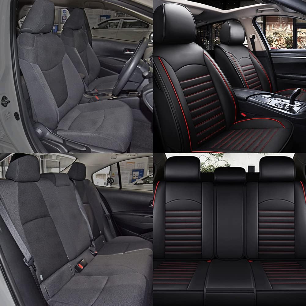Custom Fit Car Seat Cover, Black Faux Full Set with Airbag Compatible D49743