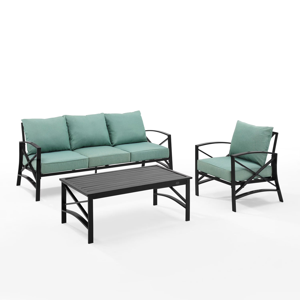 Mist Green 3 Piece Metal Outdoor Sofa Set X383471