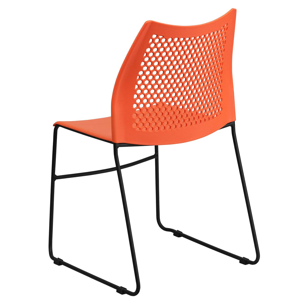 Orange Sled Base Stack Chair with Air-Vent Back P29020