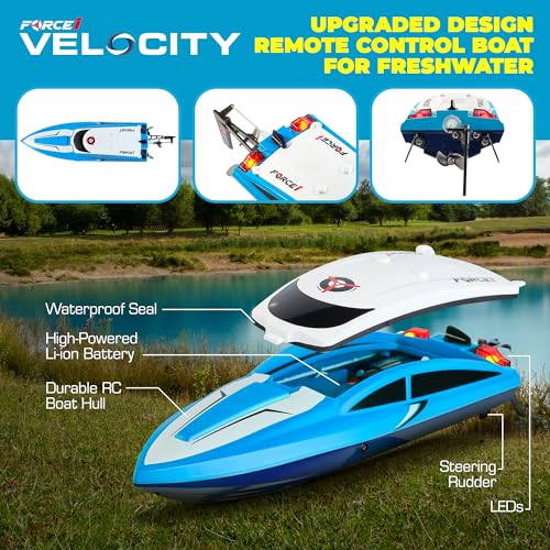 Blue Remote Control RC Boat with 2 Rechargeable Batteries I741718