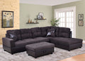 3 PCS L-Shaped Sectional Sofa Set with Storage Ottoman and Pillows Y2006
