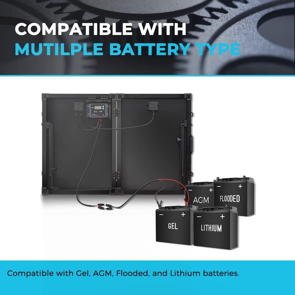 100 Watt 12 Volt Monocrystalline Foldable 2Pcs 50W Solar Panel Suitcase with Waterproof 20A Charger Controller K661570
