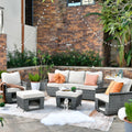 5 Pieces All Weather Wicker Sectional Sofa Set with Storage Box T606169