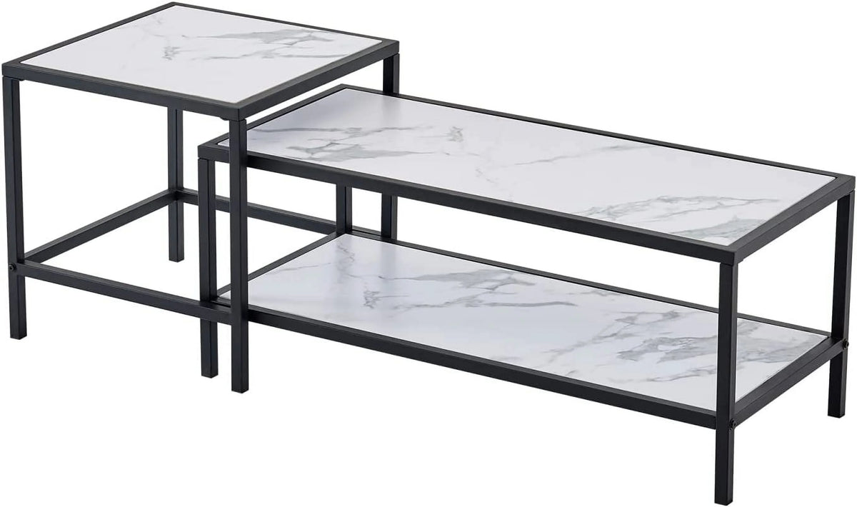 Marble Color Top Nesting Coffee Table Set with Metal Frame N456918