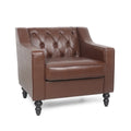 Dark Brown Faux Leather Tufted Club Chair U59085