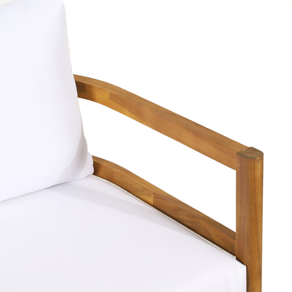 Acacia Wood Loveseat and Coffee Table Set with Cushions N8958