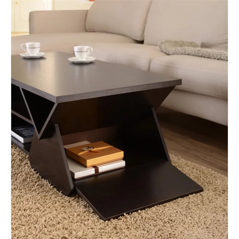 Espresso Wood Storage Coffee Table O101082