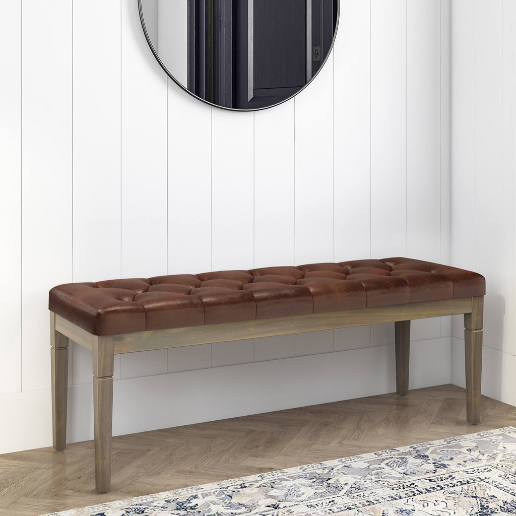 Distressed Saddle Brown Rectangle Ottoman Bench Y669