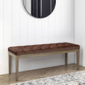 Distressed Saddle Brown Rectangle Ottoman Bench Y669