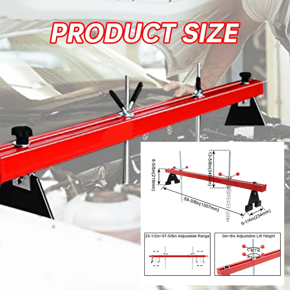 1100 Lbs Transverse Engine Support Bar with 2 Points Lift Holder and Dual Hooks N935334